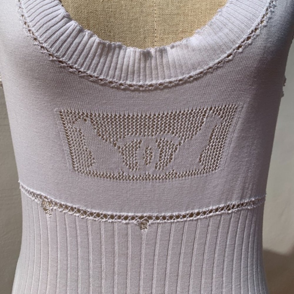 CHANEL CC Cat White Cotton Sleeveless Top, French 38, American Size 8, HTF, Luxe - Picture 2 of 8